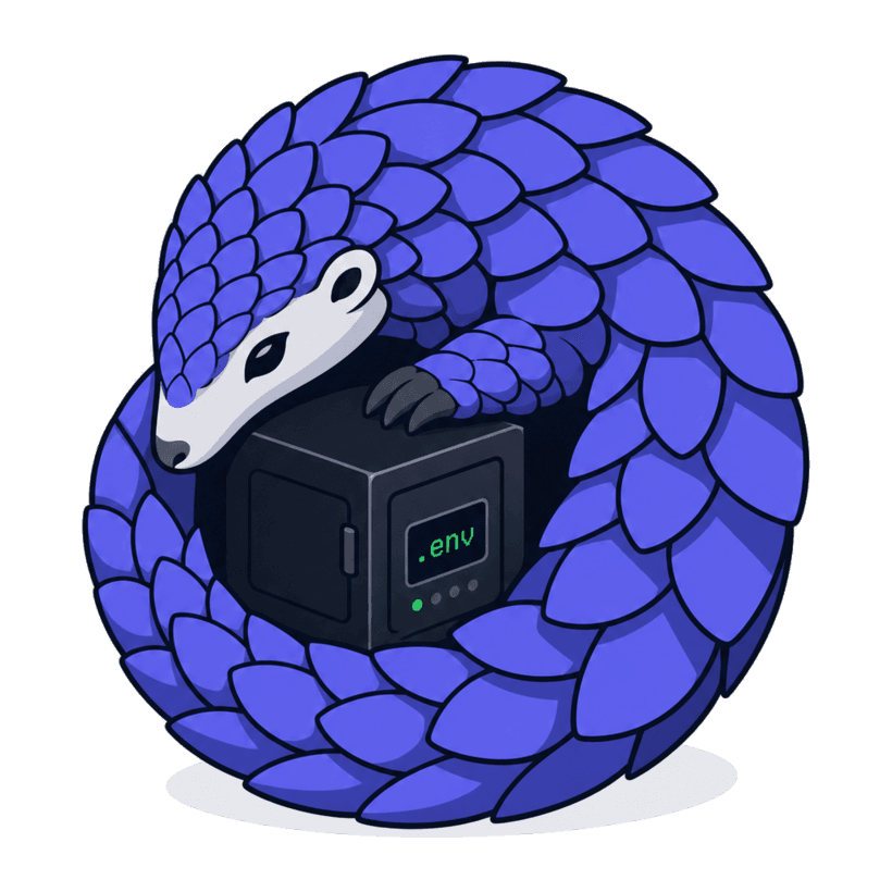 Pangolin mascot guarding encrypted secrets